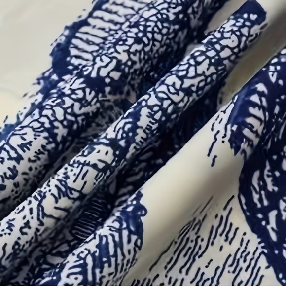 NEW| Women’s Chic Plus Size Vintage Printed Blue and White Scenic Midi Skirt - Picture 3 of 5